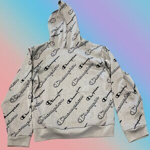 Authentic Champion Kids Gray with Black Decals Kid's Youth 14/16 Hoodie